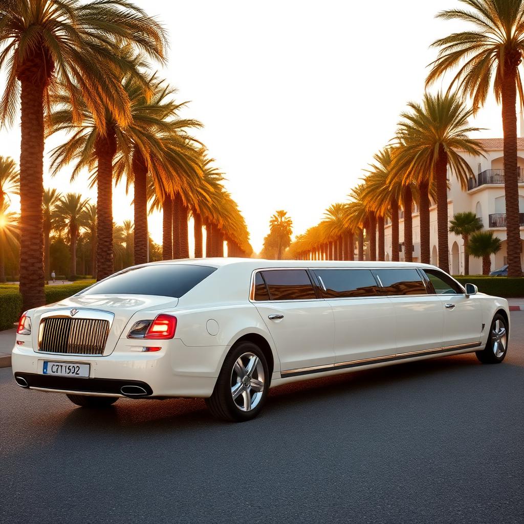 Limousine blanche à Marbella avec un groupe d'EVJF débarquant avec classe